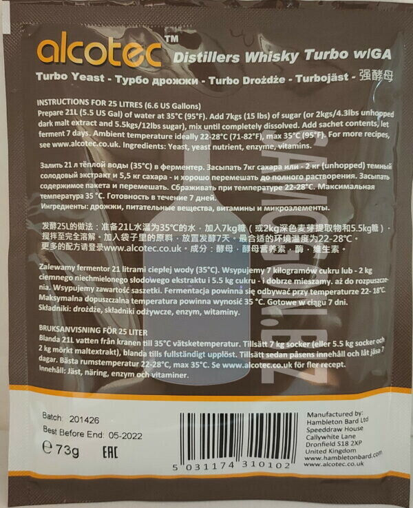 Alcotec Turbo Yeast Whisky