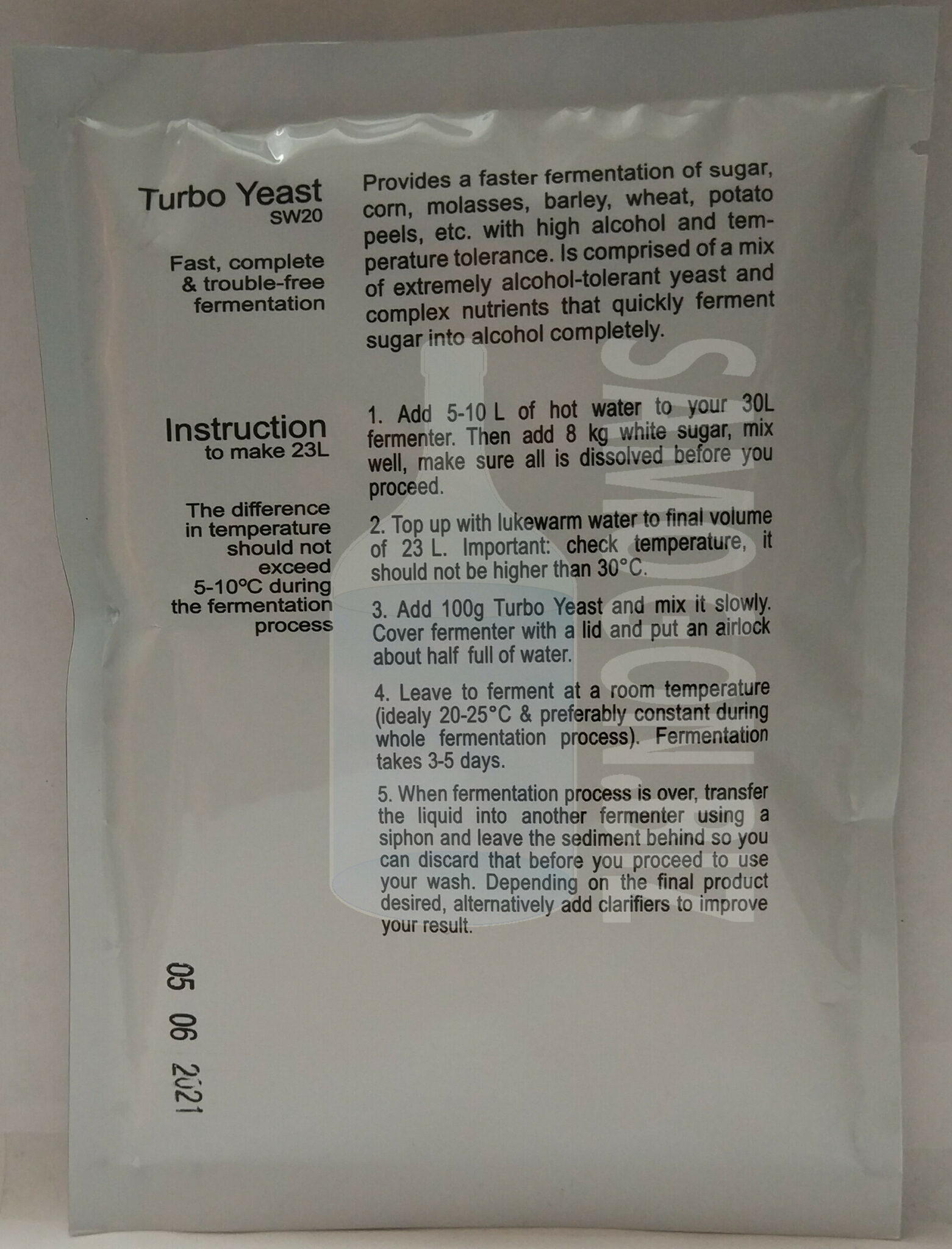 Турбо дрожжи Turbo Yeast SW20 - samogon.biz спиртовые дрожжи