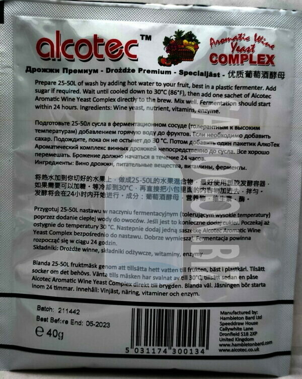 Alcotec Aromatic Wine Yeast Complex descr